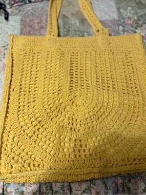 Handcrafted Yellow Crochet Tote Bag - Women